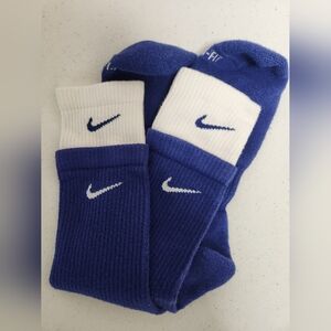 Nike Blue and White Crew Socks
